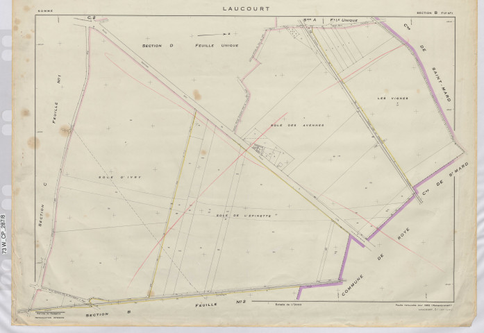 Plan du cadastre rénové - Laucourt : section B1