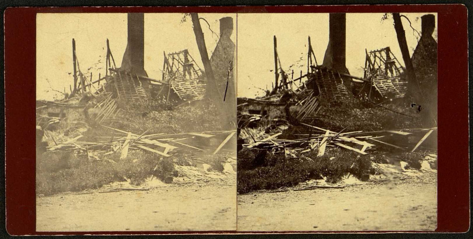 Beaucamps-le-Vieux. Les dégâts de la tornade du 10 août 1895 : une maison complètement détruite