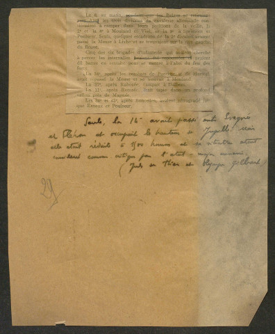 Témoignage de De Thier, Jules et correspondance avec Jacques Péricard