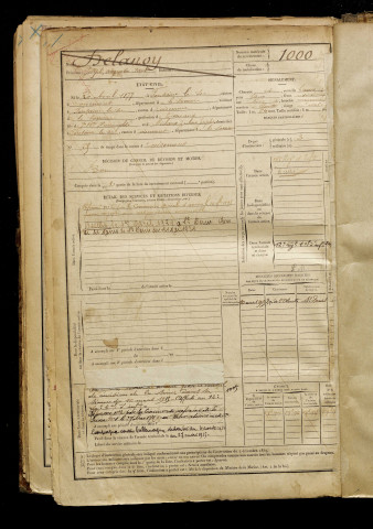 Delanoy, Joseph Augustin Paul, né le 20 avril 1877 à Fontaine-le-Sec (Somme), classe 1897, matricule n° 1000, Bureau de recrutement d'Amiens