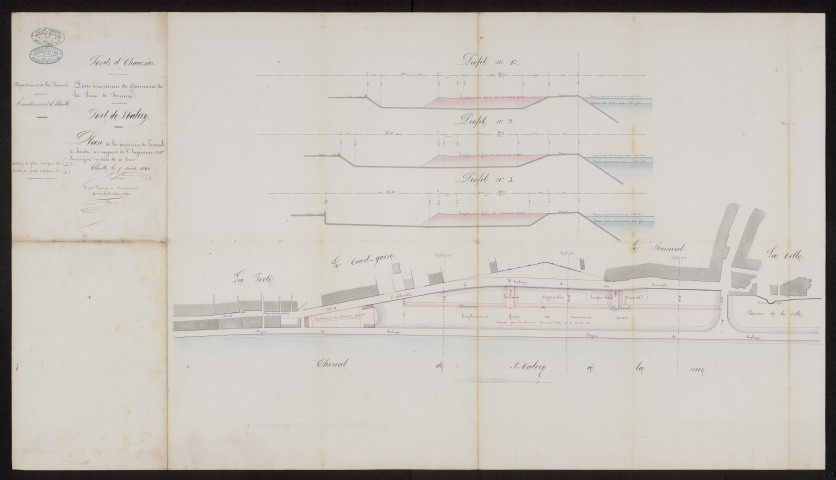 Saint-Valery-sur-Somme. Extrait du plan du port de Saint-Valery à joindre au rapport de l'ingénieur ordinaire soussigné, le 28 décembre 1860.