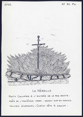 La Hérelle (Oise) : petit calvaire à l'entrée - (Reproduction interdite sans autorisation - © Claude Piette)