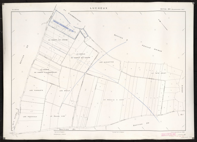 Plan du cadastre rénové - Lucheux : section ZH