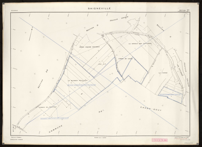Plan du cadastre rénové - Saigneville : section ZH