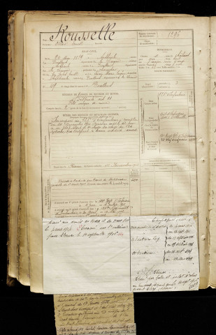 Rousselle, Oscar Ernest, né le 24 mai 1879 à Authieule (Somme), classe 1899, matricule n° 1296, Bureau de recrutement d'Abbeville