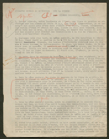 Témoignage de Debongnie (Abbé), Pierre (Aumônier) et correspondance avec Jacques Péricard