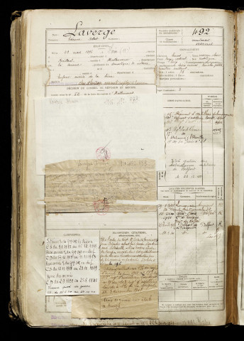 Laverge, Etienne Robert, né le 23 mars 1896 à Paris 11e Arrondissement (Paris), classe 1916, matricule n° 492, Bureau de recrutement d'Abbeville