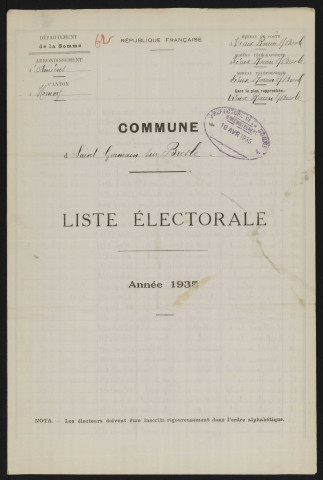 Liste électorale : Saint-Germain-sur-Bresle