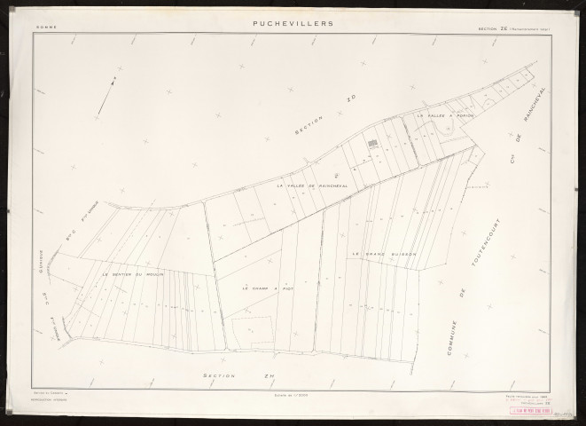 Plan du cadastre rénové - Puchevillers : section ZE