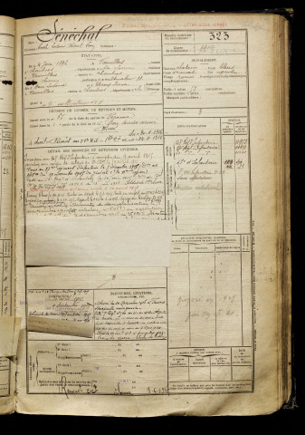 Sénéchal, Emile Ludovic Pascal Léon, né le 04 juin 1896 à Vauvillers (Somme), classe 1916, matricule n° 323, Bureau de recrutement de Péronne