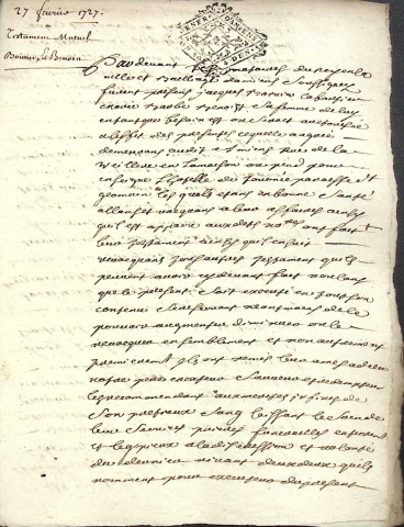 Etude de Me Charles Machart à Amiens (étude n°16). Minutes de l'année 1727