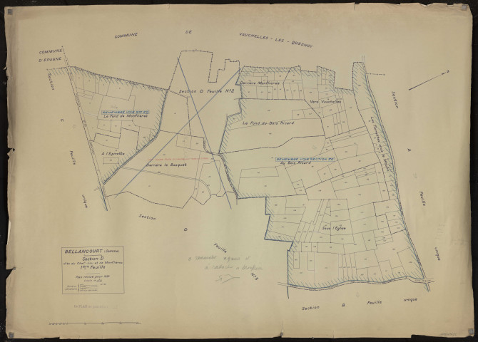 Plan du cadastre rénové - Bellancourt : section D1