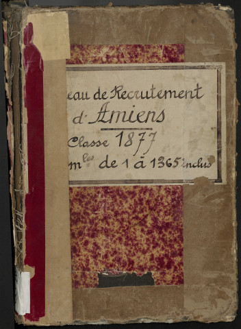 Amiens : liste des matricules n° 1 à 1365 de la classe 1877