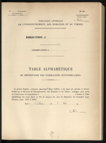 Table alphabétique du répertoire des formalités, de Cabelet à Cahier, volume 42 (Conservation des hypothèques d'Amiens)