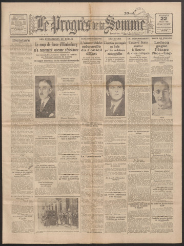 Le Progrès de la Somme, numéro 19321, 22 juillet 1932