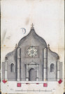 Projet de restauration de la façade de l'église : plan en élévation du pignon de la nef