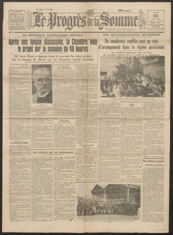 Le Progrès de la Somme, numéro 20730, 13 juin 1936