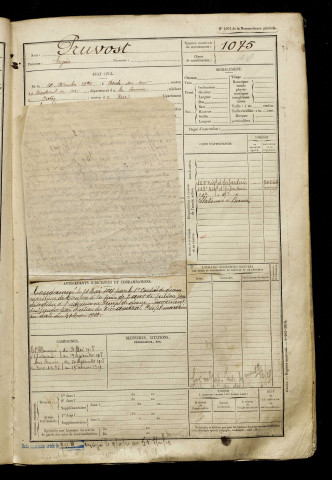 Pruvost, Eugène, né le 14 décembre 1896 à Berck (Pas-de-Calais), classe 1916, matricule n° 1075, Bureau de recrutement d'Abbeville