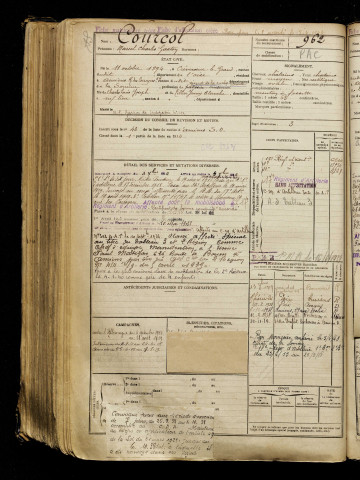 Courcol, Marcel Charles Gaston, né le 11 octobre 1894 à Crèvecoeur-le-Grand (Oise), classe 1914, matricule n° 962, Bureau de recrutement d'Amiens