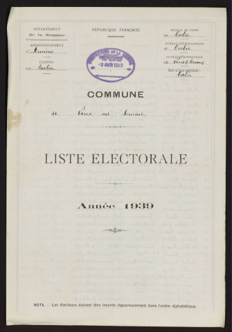Liste électorale : Vaux-sur-Somme