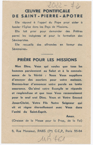 Jeanne Bigard, Fondatrice de l'oeuvre pontificale de Saint-Pierre-Apôtre