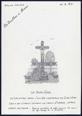La Herlière (Pas-de-Calais) : calvaire dans l'allée centrale du cimetière - (Reproduction interdite sans autorisation - © Claude Piette)