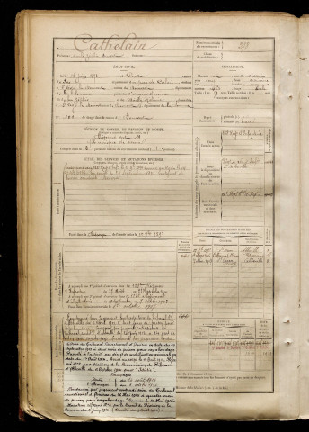 Cathelain, Emile Zéphir Ernest, né le 16 juin 1873 à Couin (Pas-de-Calais), classe 1893, matricule n° 278, Bureau de recrutement d'Abbeville