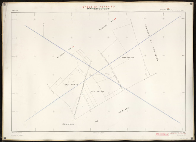 Plan du cadastre rénové - Crécy-en-Ponthieu : section ZH