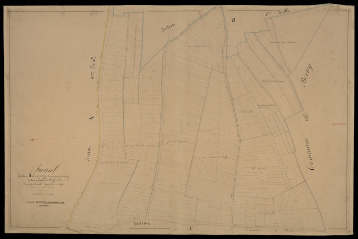 Plan du cadastre napoléonien - Jumel : Chemin de Berny (Le) ; Fond de Coquelet (Le), B2