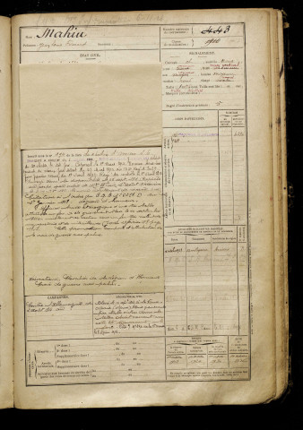 Mahiu, Jean Louis Fernand, né le 18 décembre 1889 à Amiens (Somme), classe 1909, matricule n° 443, Bureau de recrutement d'Amiens