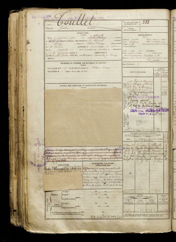 Toullet, Julien, né le 27 janvier 1893 à Abbeville (Somme), classe 1913, matricule n° 388, Bureau de recrutement d'Amiens