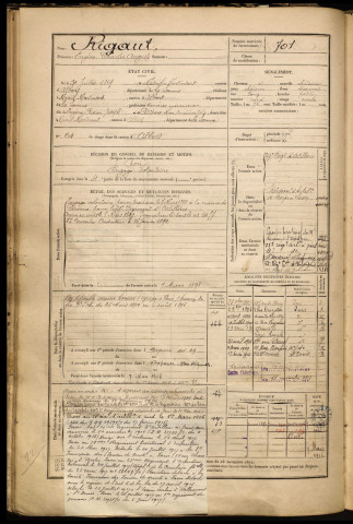Rigaut, Eugène Charles Auguste, né le 30 juillet 1869 à Albert (Somme), classe 1889, matricule n° 701, Bureau de recrutement de Péronne