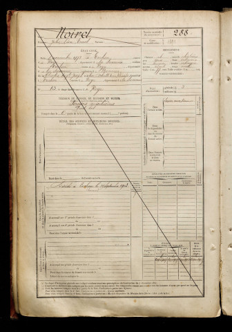 Noiret, Jules Léon Ernest, né le 08 novembre 1873 à Ercheu (Somme), classe 1893, matricule n° 288, Bureau de recrutement de Péronne