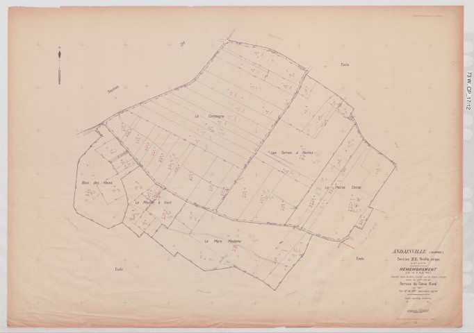 Plan du cadastre rénové - Andainville : section ZE