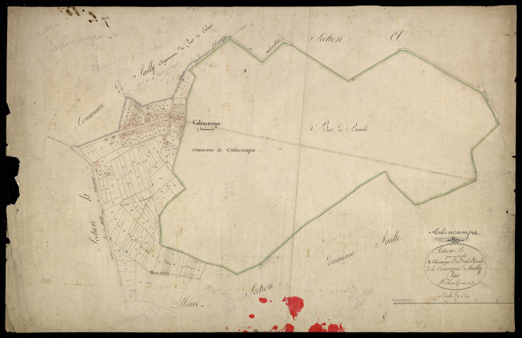 Plan du cadastre napoléonien - Mailly-Maillet (Mailly (nom barré et remplacé par Colincamps)) : Colincamps ; Bois de Branlé (Le), B1
