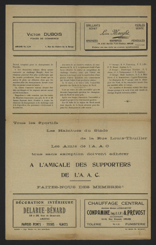Bulletin mensuel de l'amicale des supporters de l'Amiens Athlétic Club (nouvelle édition) - Saison 1930-1931