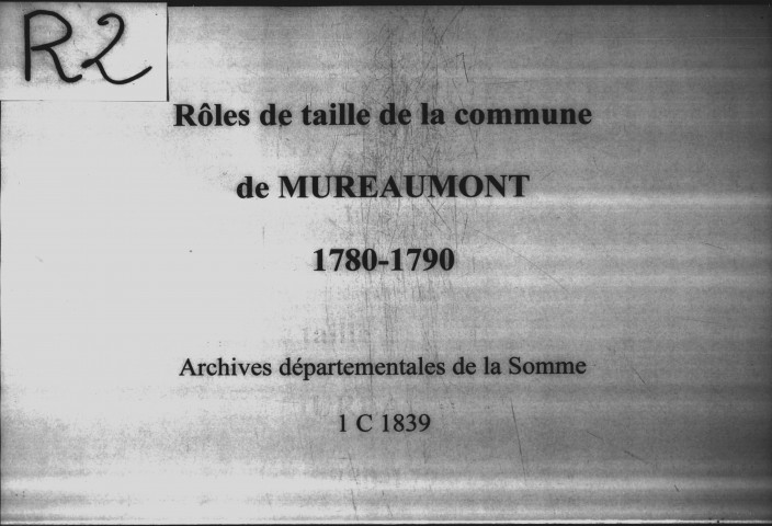 Rôle de répartition des tailles et accessoires de la commune de Mureaumont (Oise)