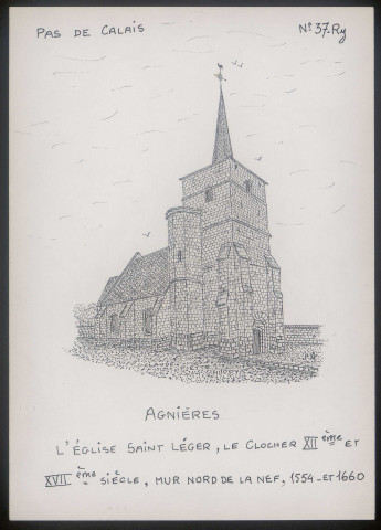 Agnières (Pas-de-Calais) : église Saint-Léger, mur nord de la nef - (Reproduction interdite sans autorisation - © Claude Piette)