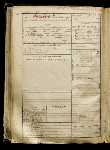 Hémery, Félix Edmond Albert, né le 21 janvier 1895 à Mailly-Maillet (Somme), classe 1915, matricule n° 1252, Bureau de recrutement d'Abbeville