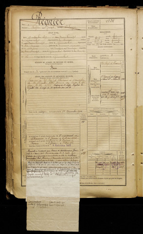 Régnier, Eugène Joseph Palmyre, né le 13 novembre 1877 à Beauchamps (Somme), classe 1897, matricule n° 1224, Bureau de recrutement d'Abbeville