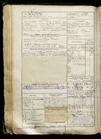 Leroy, Victor Emile Louis, né le 17 octobre 1896 à Vendin-le-Vieil (Pas-de-Calais), classe 1916, matricule n° 638, Bureau de recrutement d'Abbeville