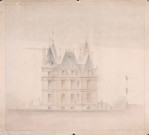 Château de Mme Veuve-Saint : dessin de la façade latérale par l'architecte Delefortrie