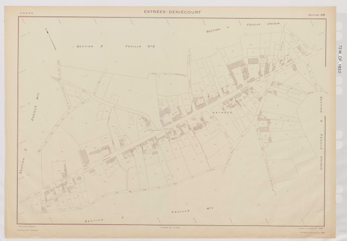 Plan du cadastre rénové - Estrées-Deniécourt : section AB