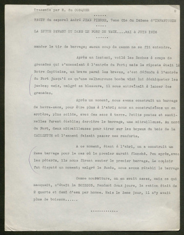 Témoignage de Jean-Pierre, André et correspondance avec Jacques Péricard