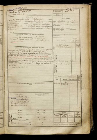 Lefebvre, Pierre Antoine Maurice, né le 16 novembre 1896 à Fescamps (Somme), classe 1916, matricule n° 203, Bureau de recrutement de Péronne