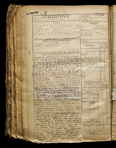 Beaurain, Paul Jules Aristide, né le 17 avril 1897 à Friville-Escarbotin (Somme), classe 1917, matricule n° 1294, Bureau de recrutement d'Abbeville