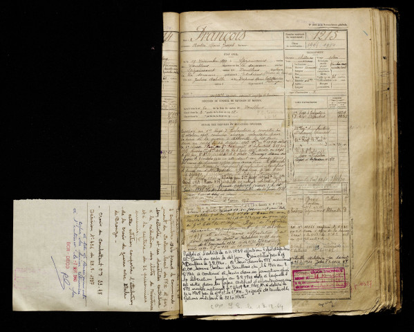 François, André Marie Joseph, né le 19 décembre 1899 à Gézaincourt (Somme), classe 1919, matricule n° 1215, Bureau de recrutement d'Abbeville