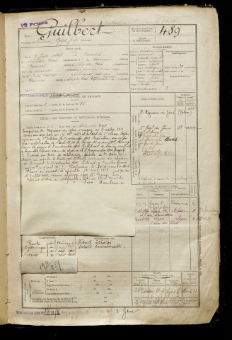 Guilbert, Maurice Robert Jules, né le 07 juin 1890 à Caours (Somme), classe 1910, matricule n° 489, Bureau de recrutement d'Abbeville