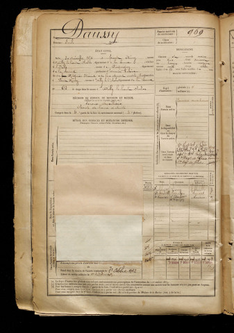 Daussy, Emile, né le 30 décembre 1872 à Pont-Remy (Somme), classe 1892, matricule n° 969, Bureau de recrutement d'Abbeville