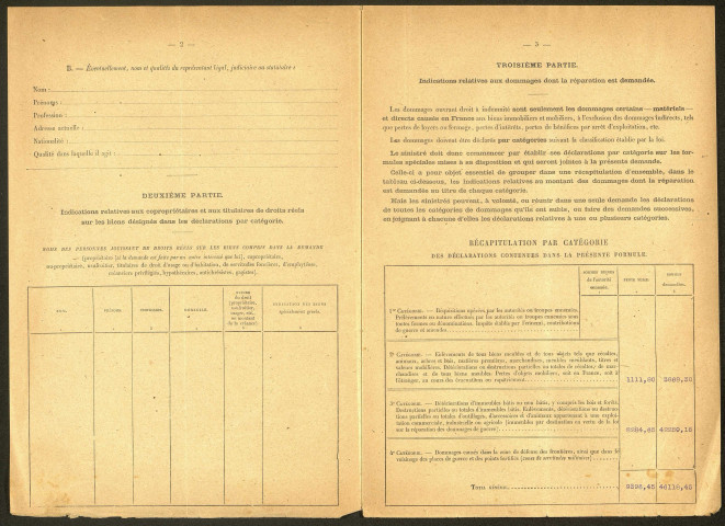 Bouchavesnes-Bergen. Demande d'indemnisation des dommages de guerre : dossier Verrier Martial